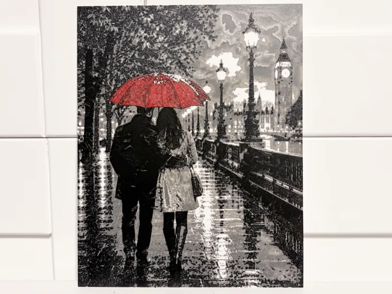 Red Umbrella London | Color Pop Romantic Cityscape