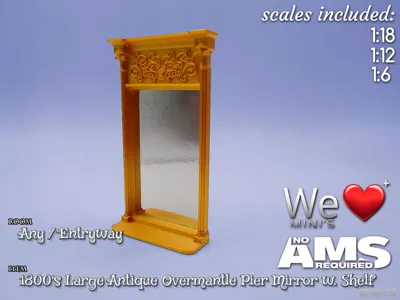 WLM - Large Antique Overmantle Wall Pier Mirror