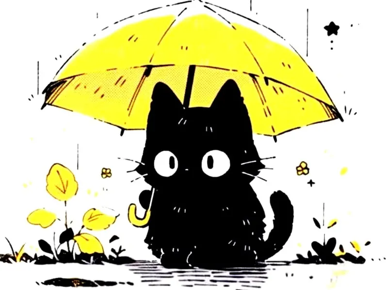 chat parapluie