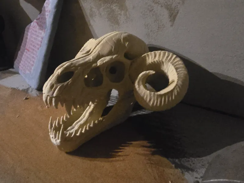 Mytic T-rex Ram Skull