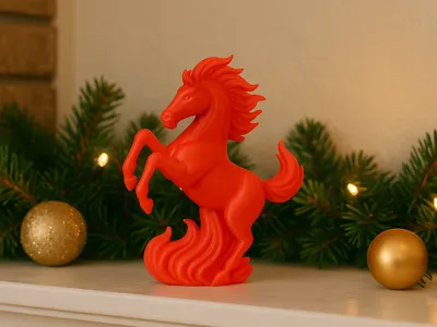 Ornamento da collezione decorativo con statuetta decorativa a forma di cavallo fiammeggiante - Design speciale fatto a mano