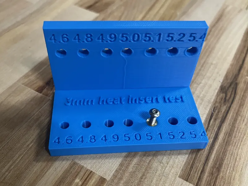 3mm heat set insert test jig