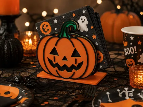 Accesorio de iluminación decorativa: Halloween Jack-O’-Lantern Napkin Holder – 3 Color — referencia de MakerWorld