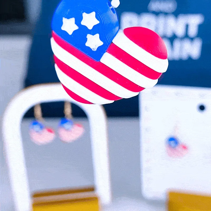 USA Heart Keychain Earrings – 4th of July Edition view 2