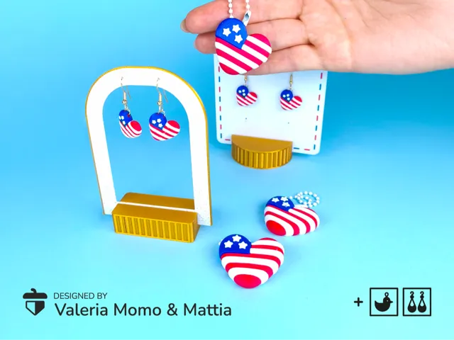 USA Heart Keychain Earrings – 4th of July Edition