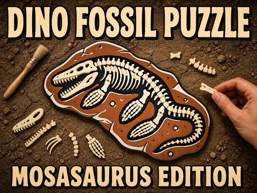 Adorno temático: Mosasaurus Puzzle - Dinosaur Fossil. Referencia del modelo original.
