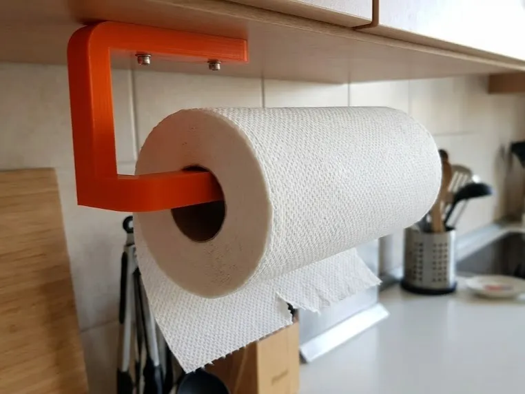 Under-Shelf Orange Paper Towel Holder & Mount