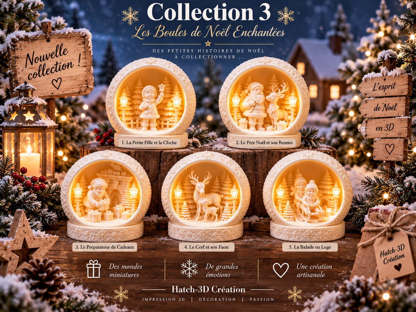 Les Boules de Noël Enchantées - 3D printed Decor, in stock in India