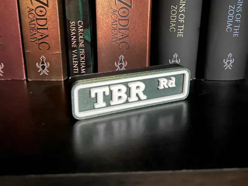 TBR road bookshelf sign 
