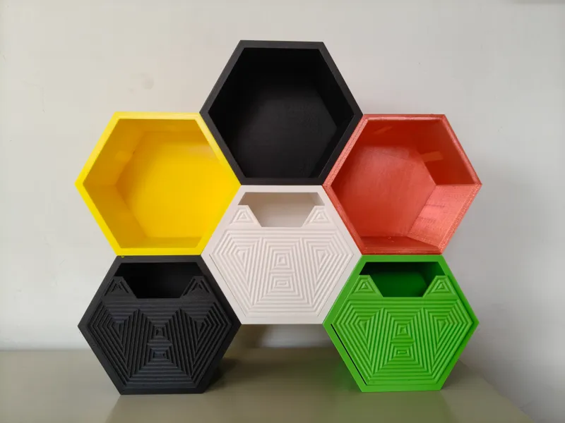 幾何紋理牆面收納盒-可疊加 Hexa-Texture Desk Tidy