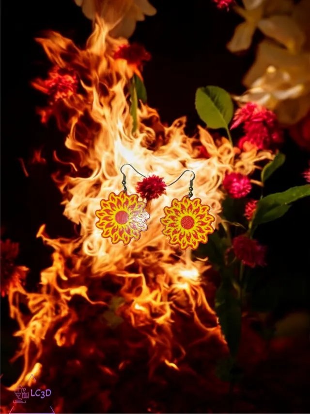 Flaming sun earrings