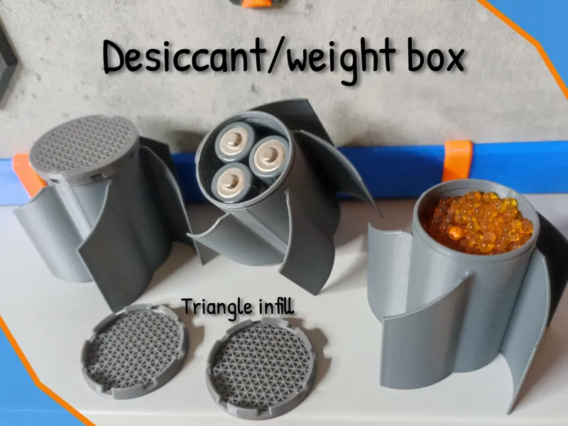Spool desiccant/weight box