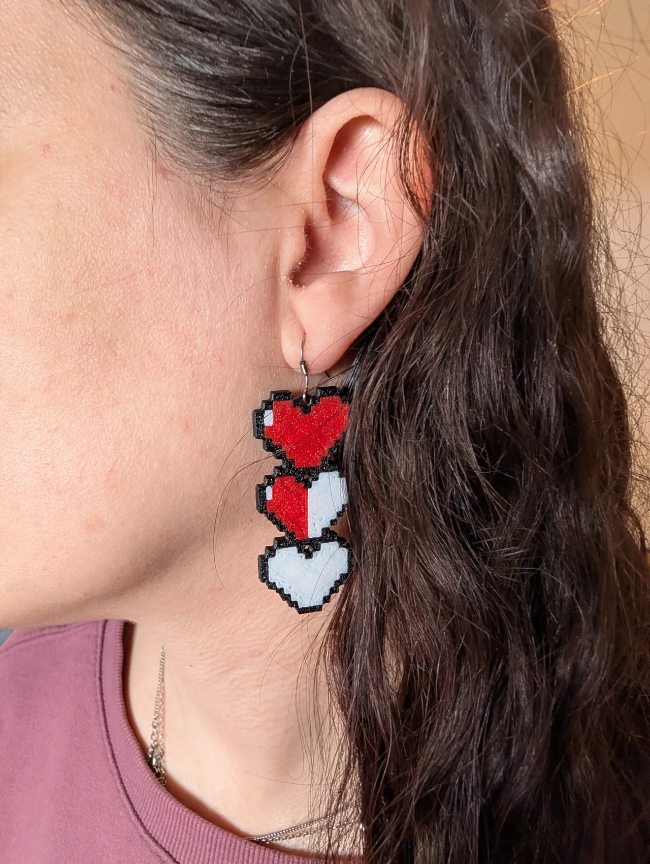 Pendientes corazón pixel The Legend of Zelda view 2