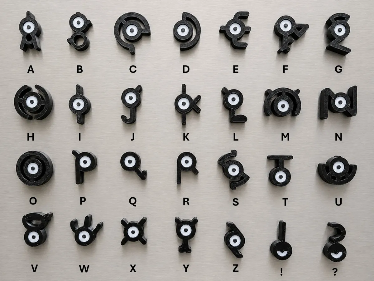 28 Unown Pokémon Fridge Magnet Set [No AMS] - Free 3D Print Model ...