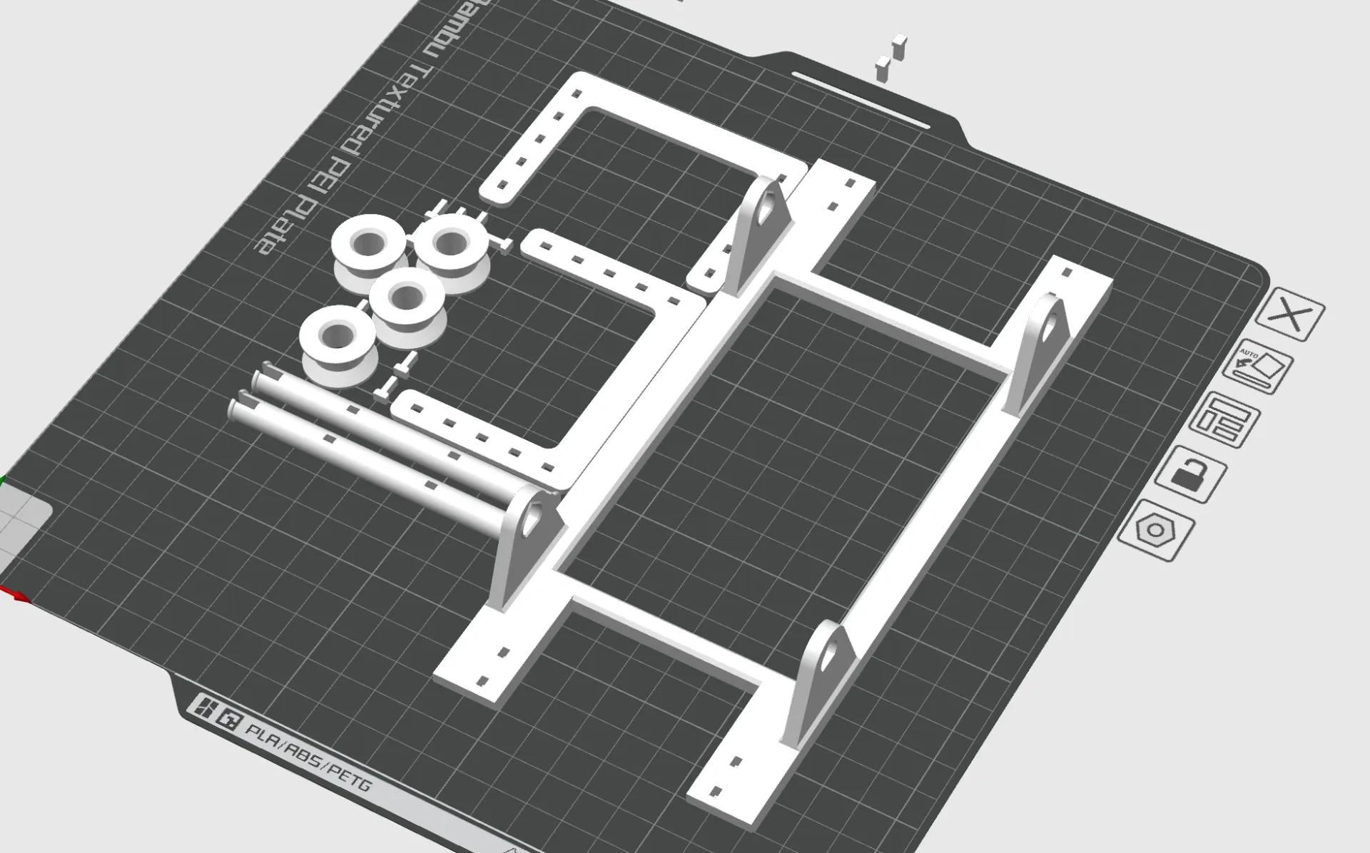 Miniatura 4 do modelo 3D 纯打印耗材支架料盘支撑+可调边框自适应料盘宽度+低成本+5.8L米桶或4盘密封箱