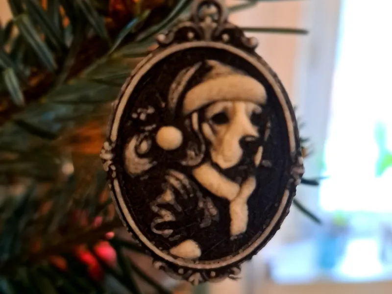 Christmas Tree Ornament Santa Dog 