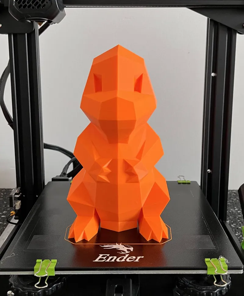 Piggybank Lowpoly Charmander- Pokemon Easy to print