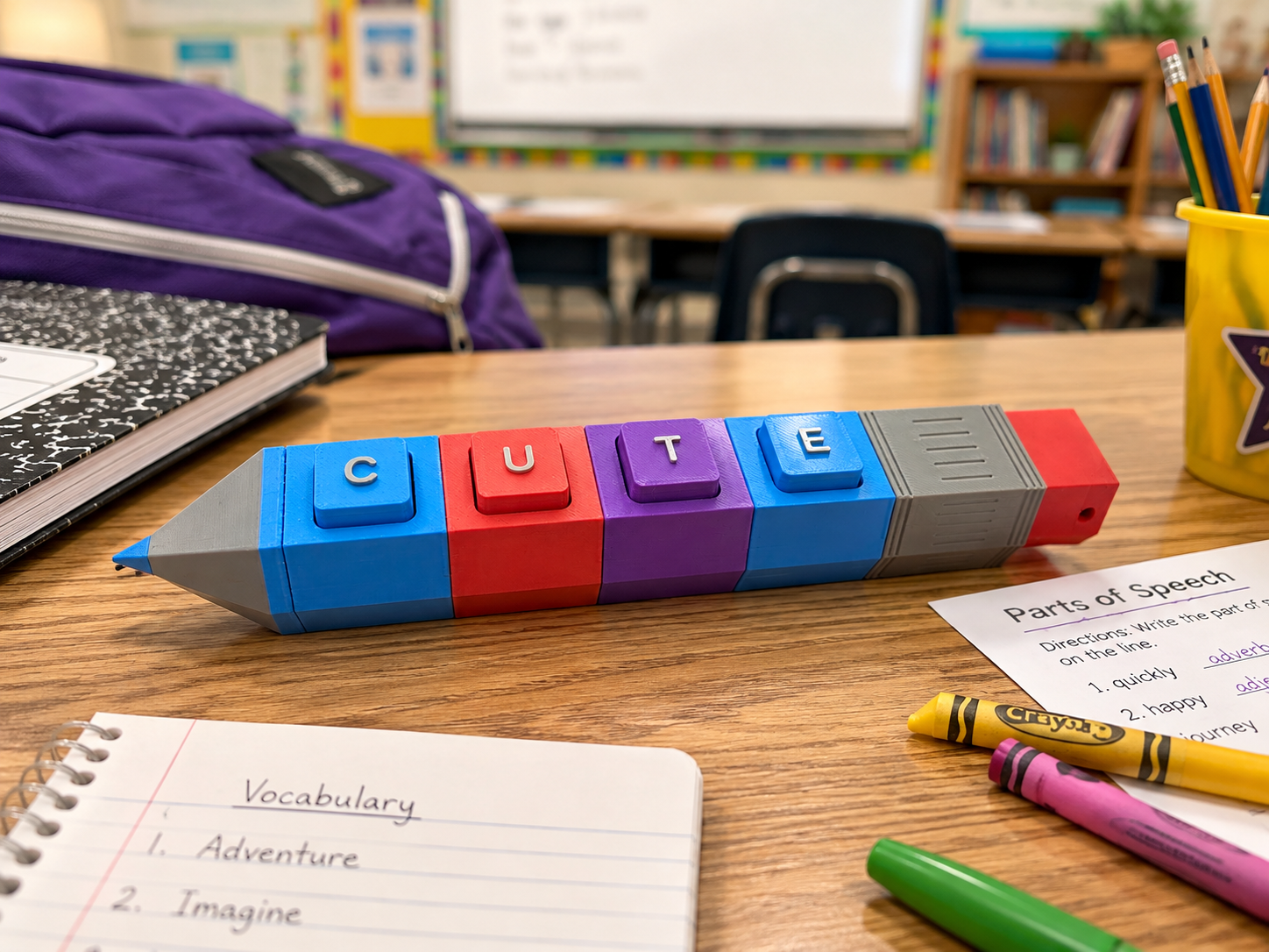 Pencil Pop Clicker Customizable Name & Desk Fidget - 1