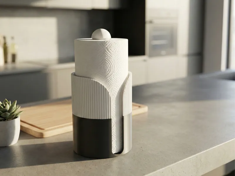 Modern Ribbed Paper Towel Holder | Minimalist