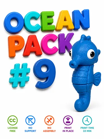 Letrero o emblema decorativo: Cute Seahorse – Ocean Pack #9 | Print-in-Place — vista de referencia 2