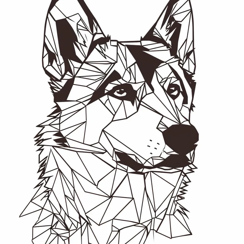 Low Poly Husky Head Wall Art