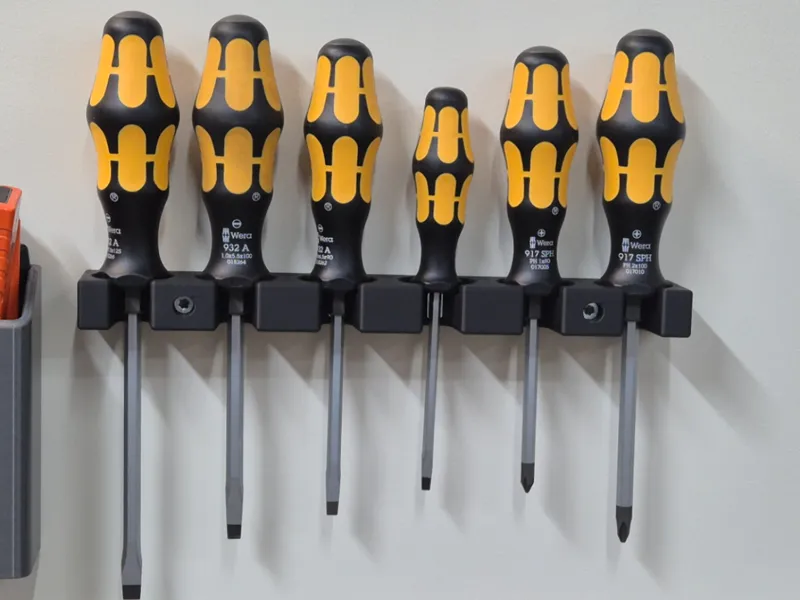 Wera screwdriver wall holder with magnets.