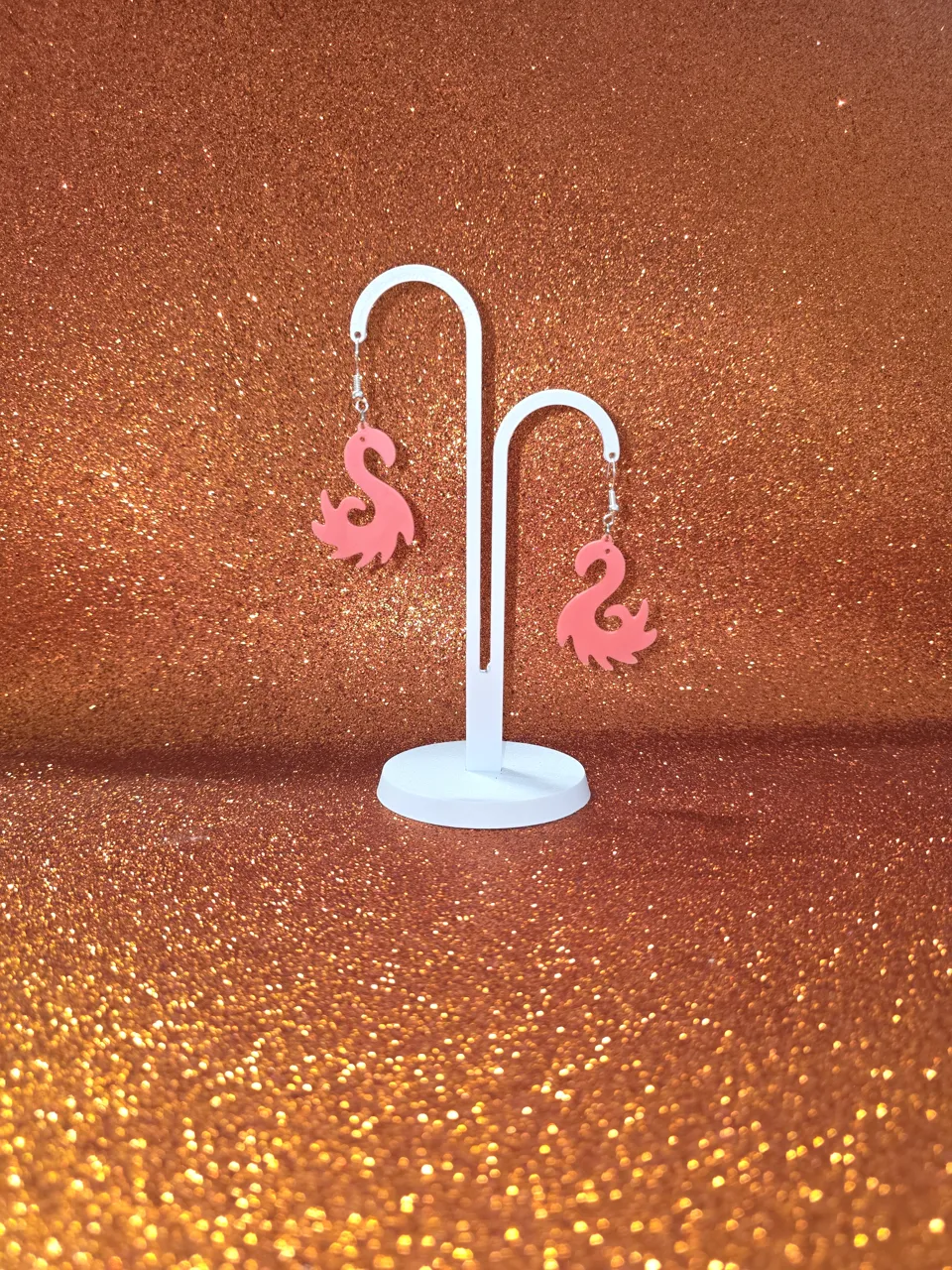 Flamingo waves earrings view 3