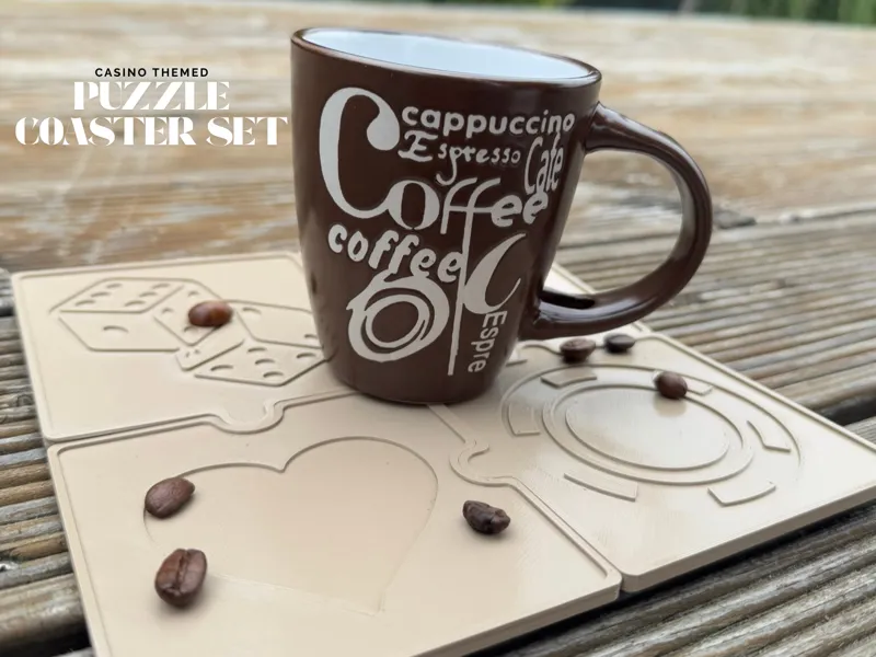 Casino-Themed Coasters – Puzzle Style Set of 4