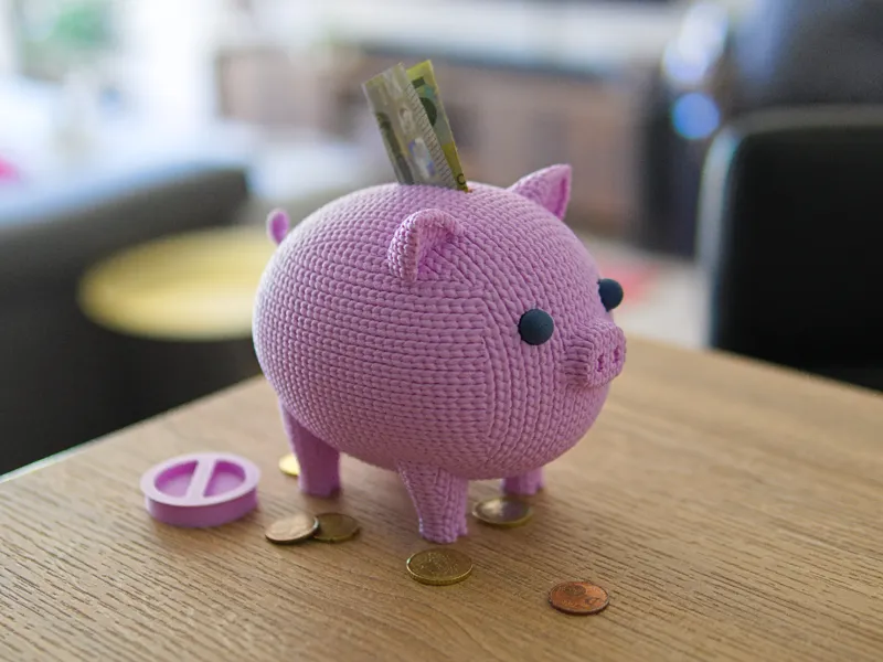 Knitted piggy bank