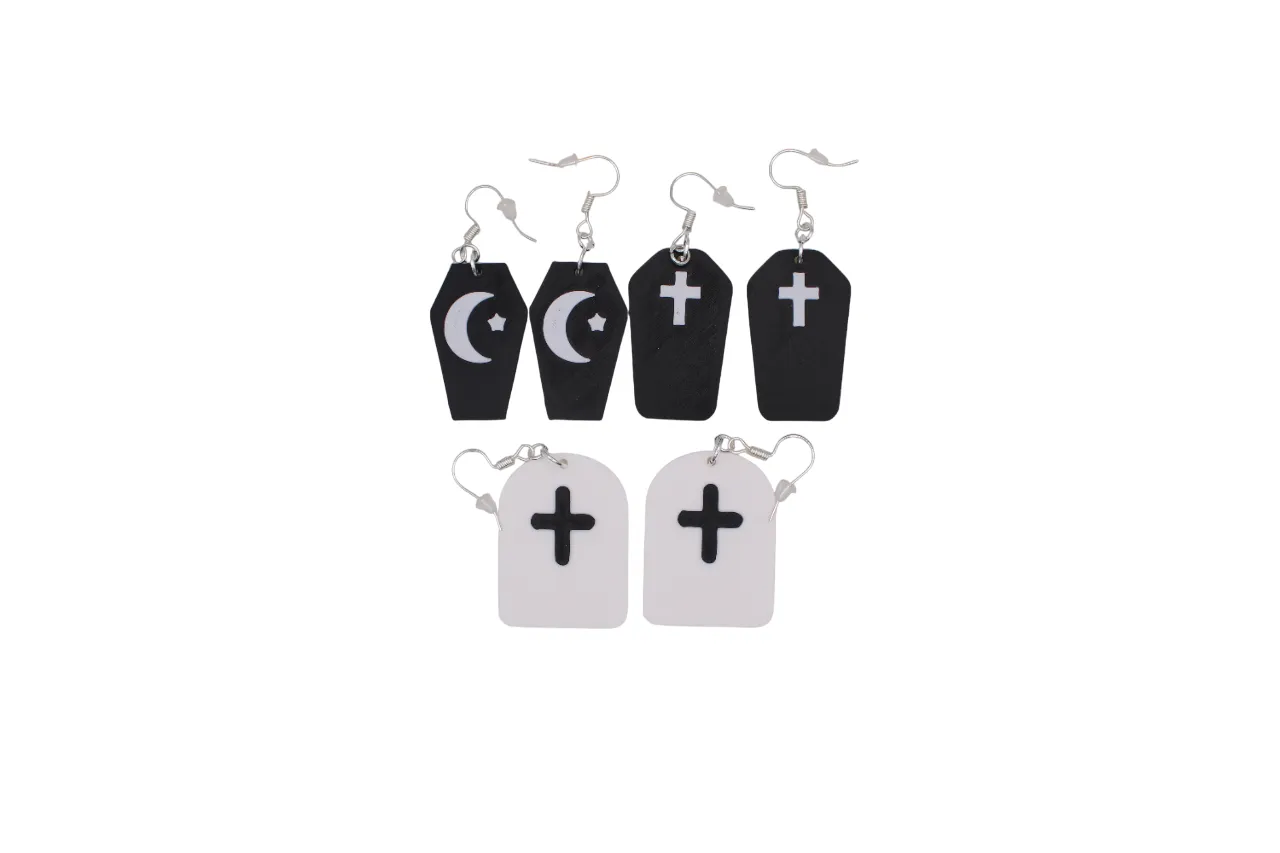 Halloween Earrings pt 17 - coffins view 4