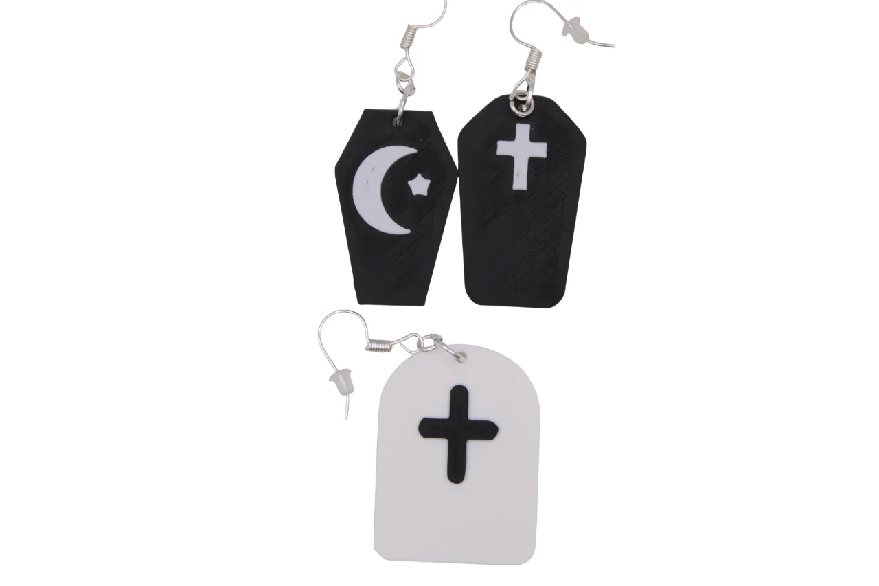 Halloween Earrings pt 17 - coffins view 2