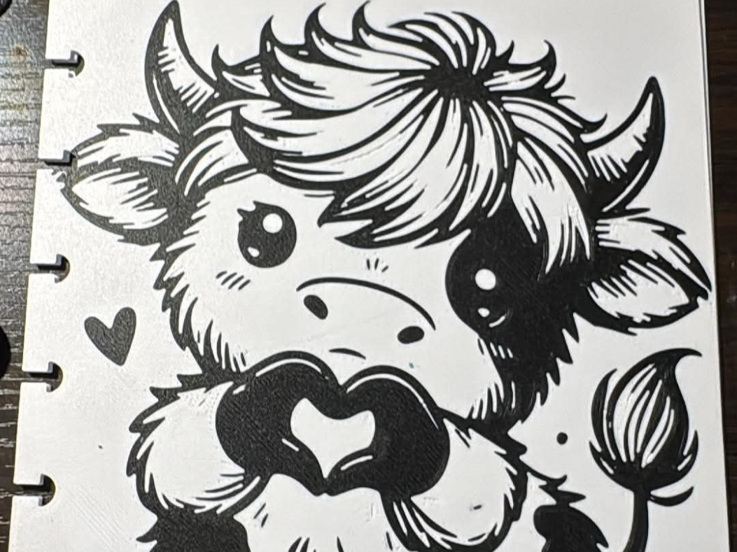 Black and White Highland Cow Notebook Cover - 1