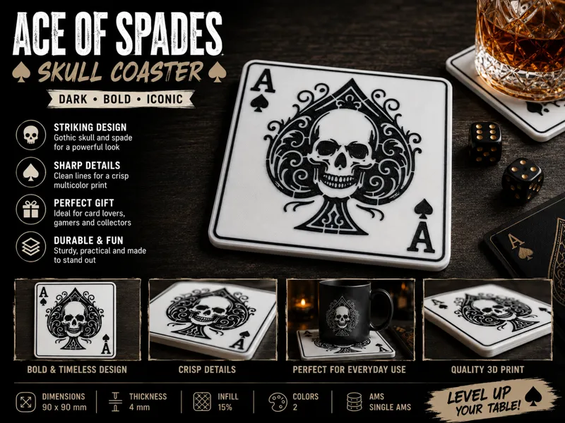 Ace of Spades Skull Coaster