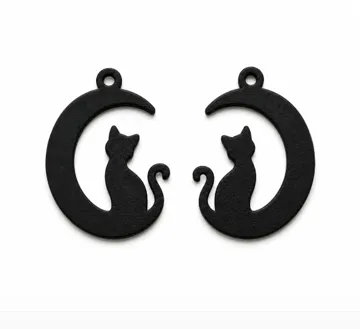 Pendientes: Black Cat Moon Earrings – Fast Print Jewelry — vista de referencia 3