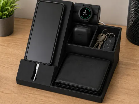 Organizador: SnapDock – Charging Station & Desk Organizer — referencia de MakerWorld