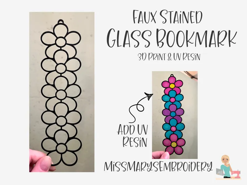 Faux Stained Glass Bookmark - 3D Print & UV Resin