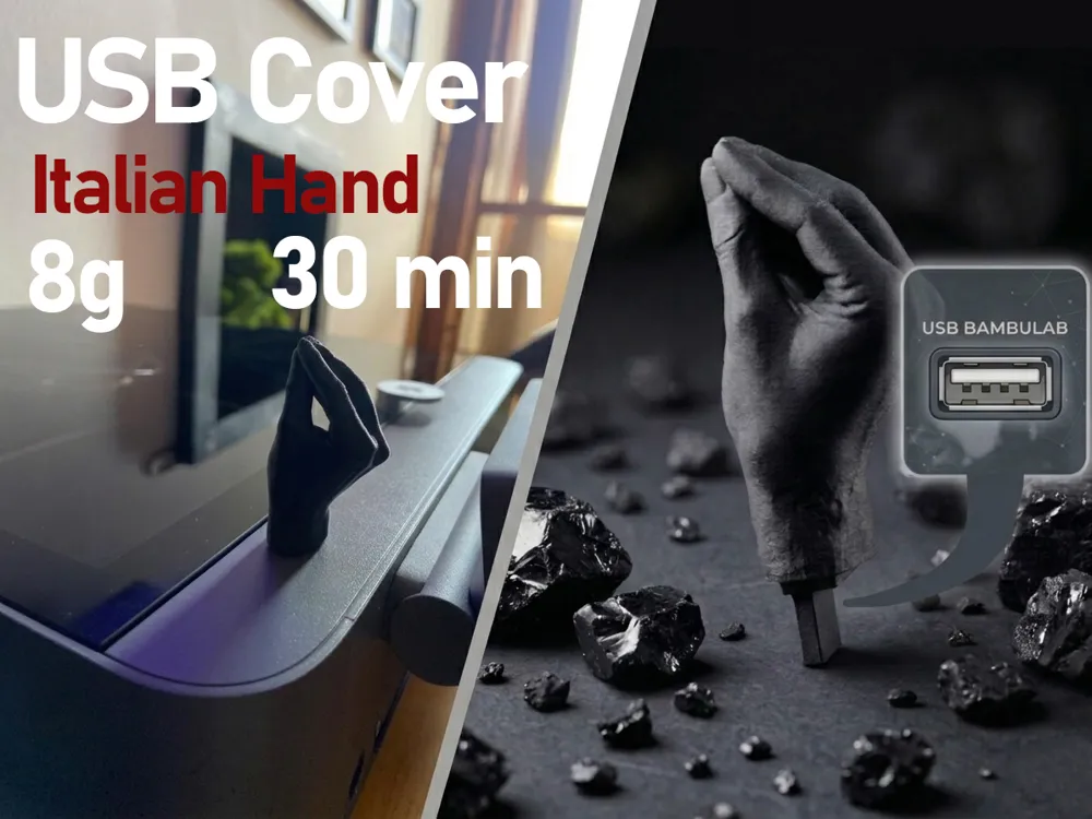 Usb Cover Sample Bambulab USB Cover - Italian Hand - Free 3D Print Model - MakerWorld
