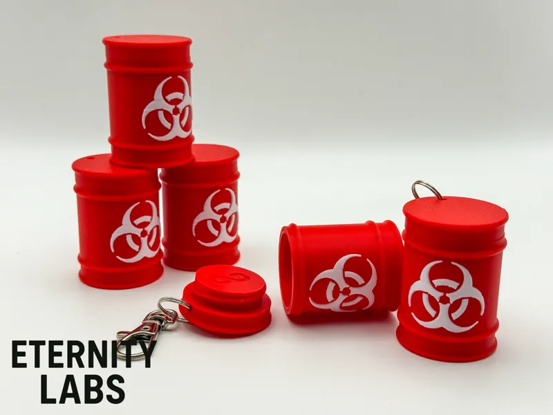 Mini Biohazard Barrel Keychain - Screw top
