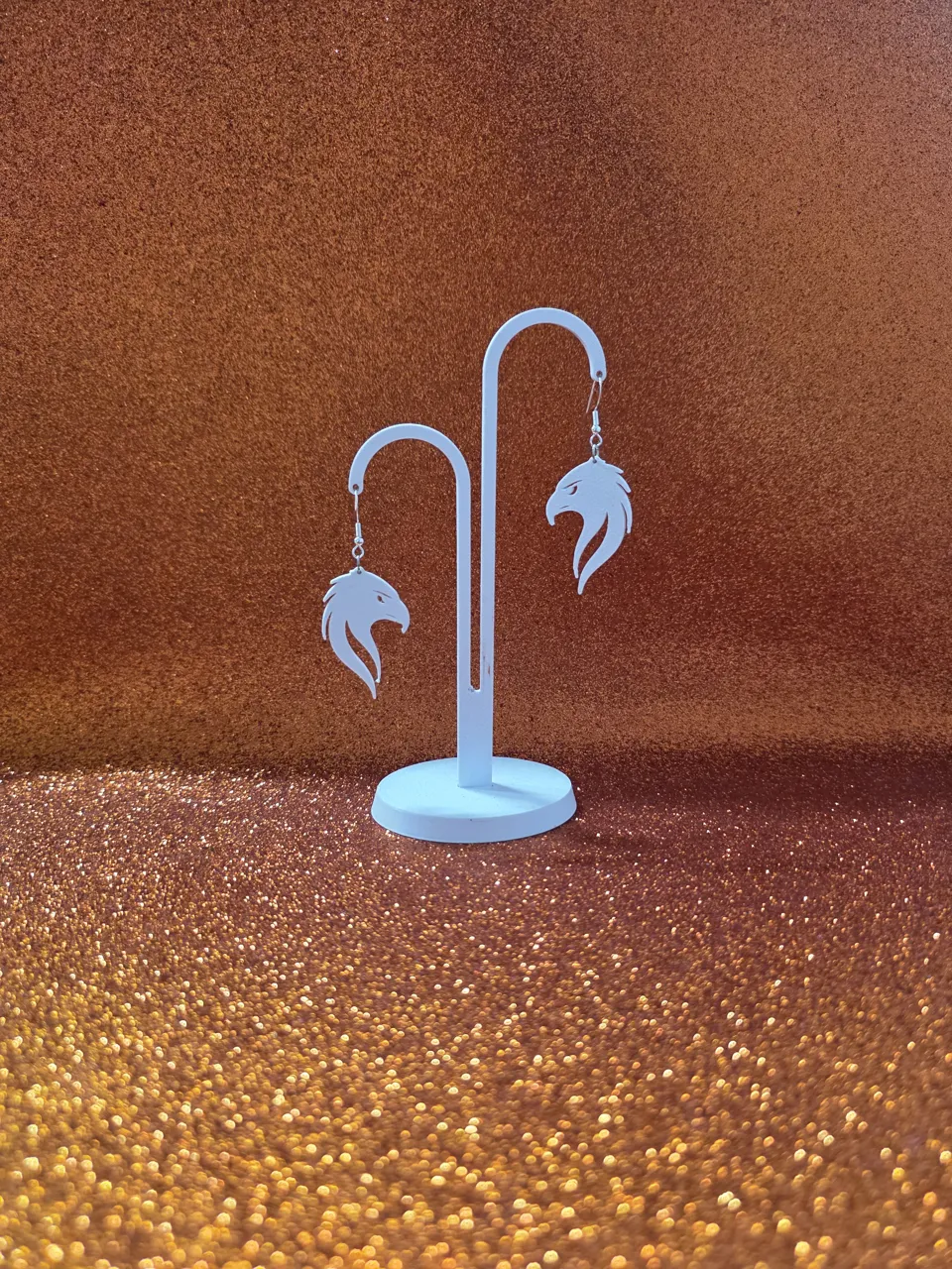 Golden eagle earrings view 3