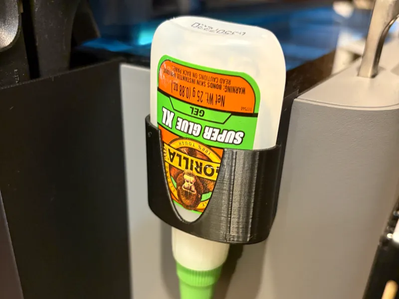 Gorilla super glue - side shelf for Bambu printer