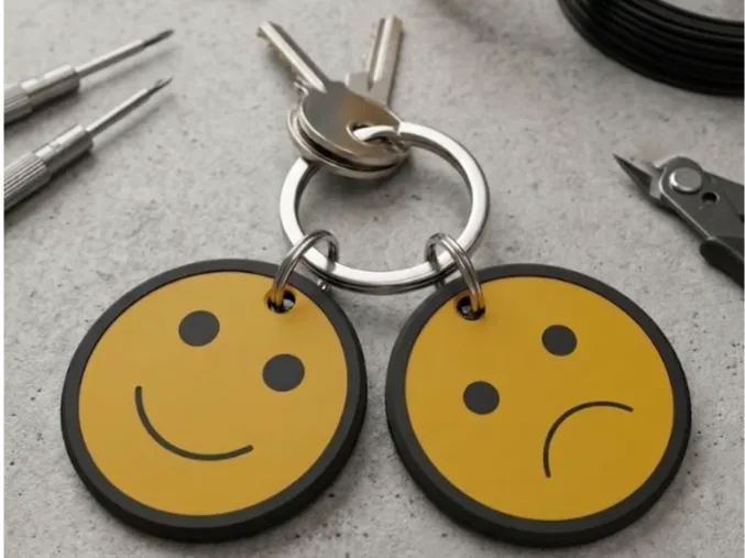 Reversible Mood Keychain - Happy/Sad Dual-Face