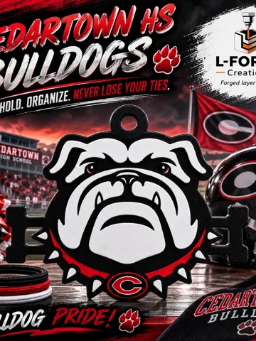 Accesorio para sujetar ligas de cabello: Cedartown HS Bulldogs Hair Tie Holder Keychain — vista de referencia 2
