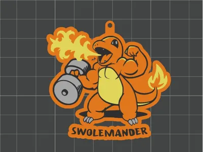 Charmander aka Swolemander Keychain