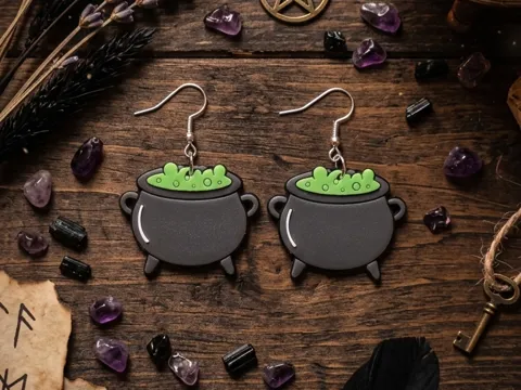 Pendientes: Bubbling Witch's Cauldron Earrings — referencia de MakerWorld