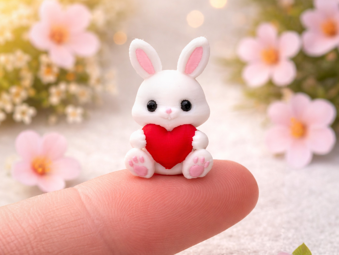 mini easter bunny holding valentine heart – cute