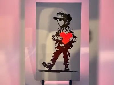 Banksy Glowing Heart hueforge bookmark Set