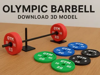 Olympic Barbell Set with Plate and Bar Supports