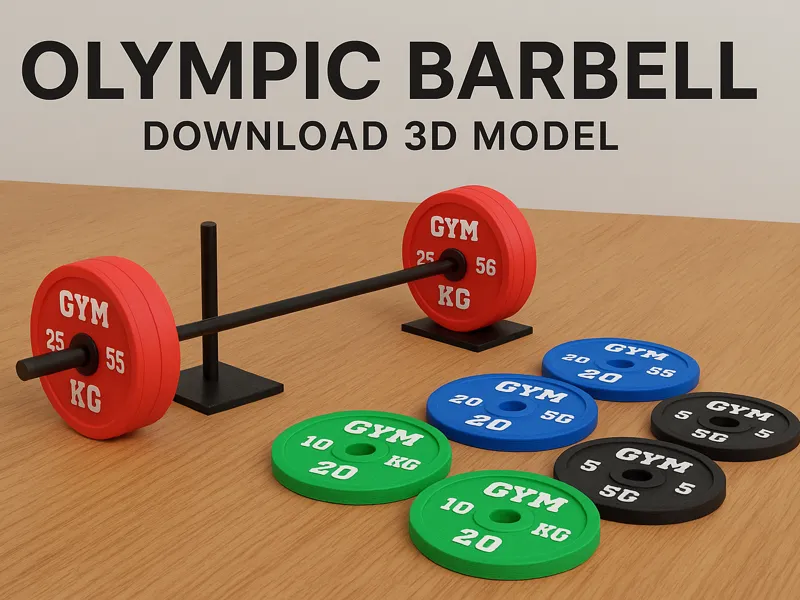 Olympic Barbell Set with Plate and Bar Supports