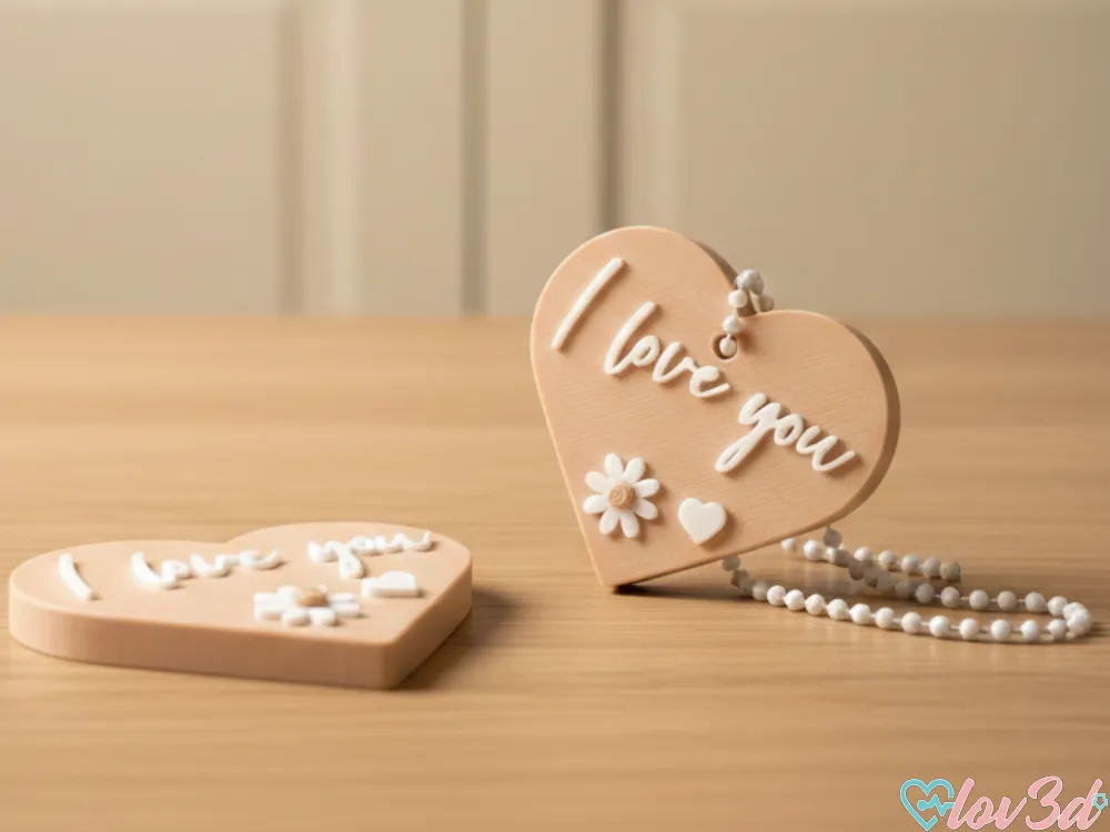 I Love You Heart Fridge Magnet & Keychain Set - Free 3D Print Model ...