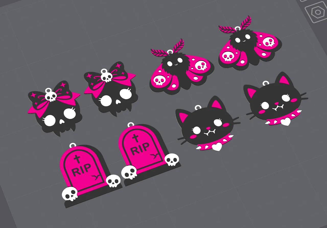 Creepy Cute Earrings, No AMS, Quick Print view 3